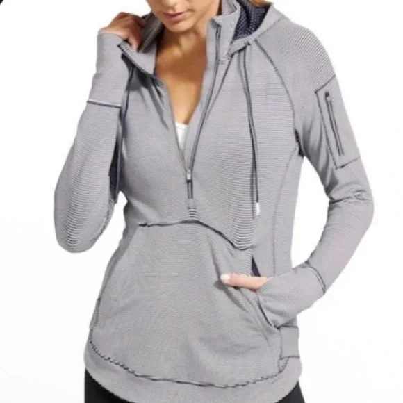 Athleta Women's heavenly hail navy Stripe Hoodie size XS - Picture 1 of 4